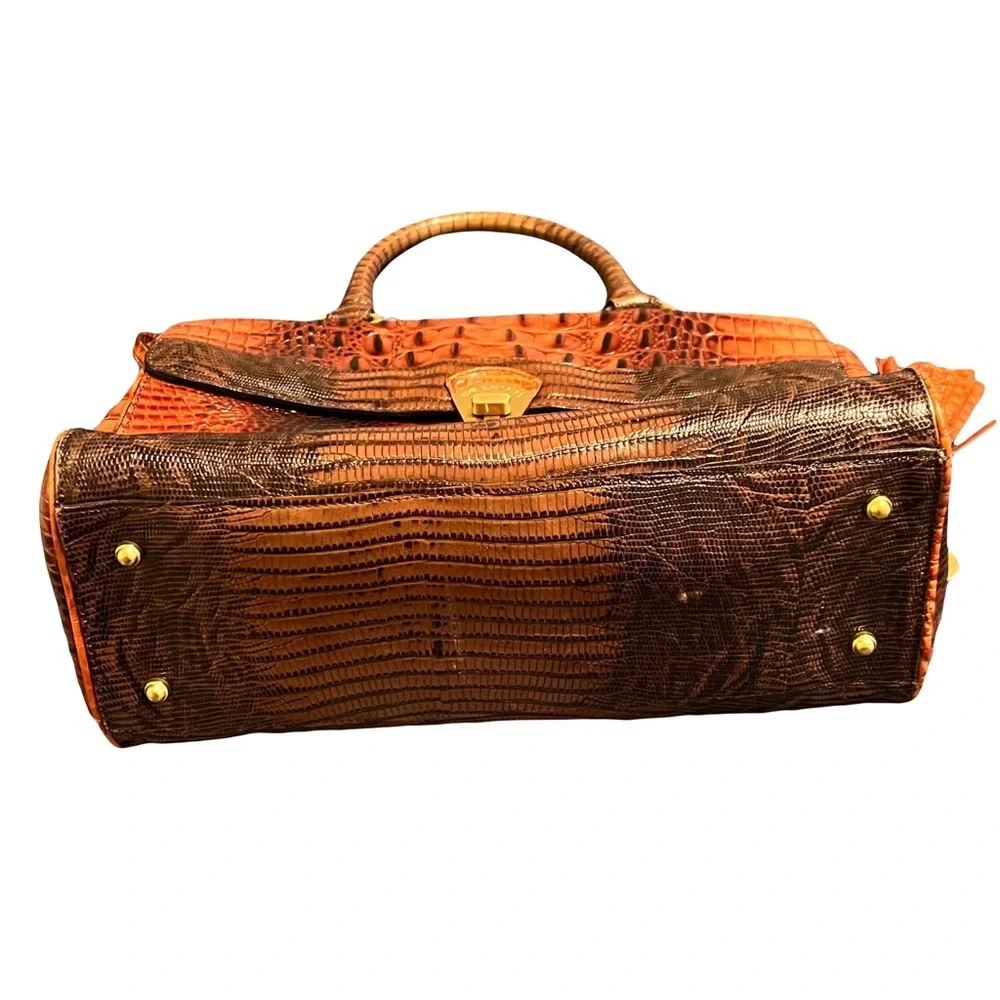 Brahmin Elegant Brown Crocodile-Embossed Handbag